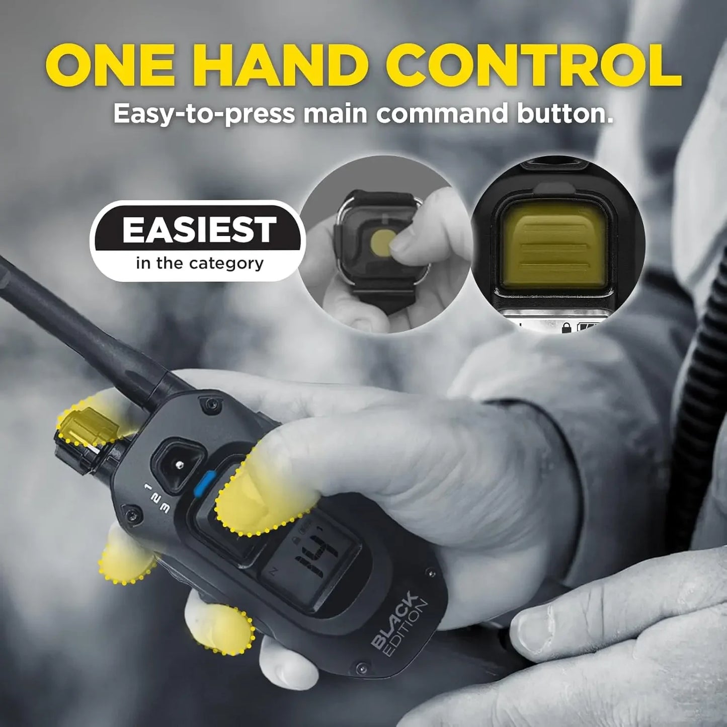 1900X Black Edition E-Collar - 1 Mile Range, Dogs 45 lbs +, IPX9K Waterproof, 100 Stimulation Levels, Vibration, Tone,