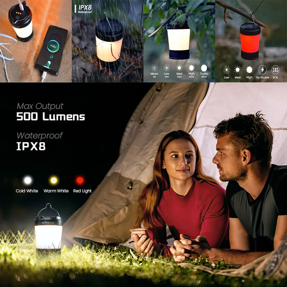 LT1S Camping Light USB-C 21700 Rechargeable Powerful Torch Portable Emergency Lantern 2700K-6500K with Reverse Charging