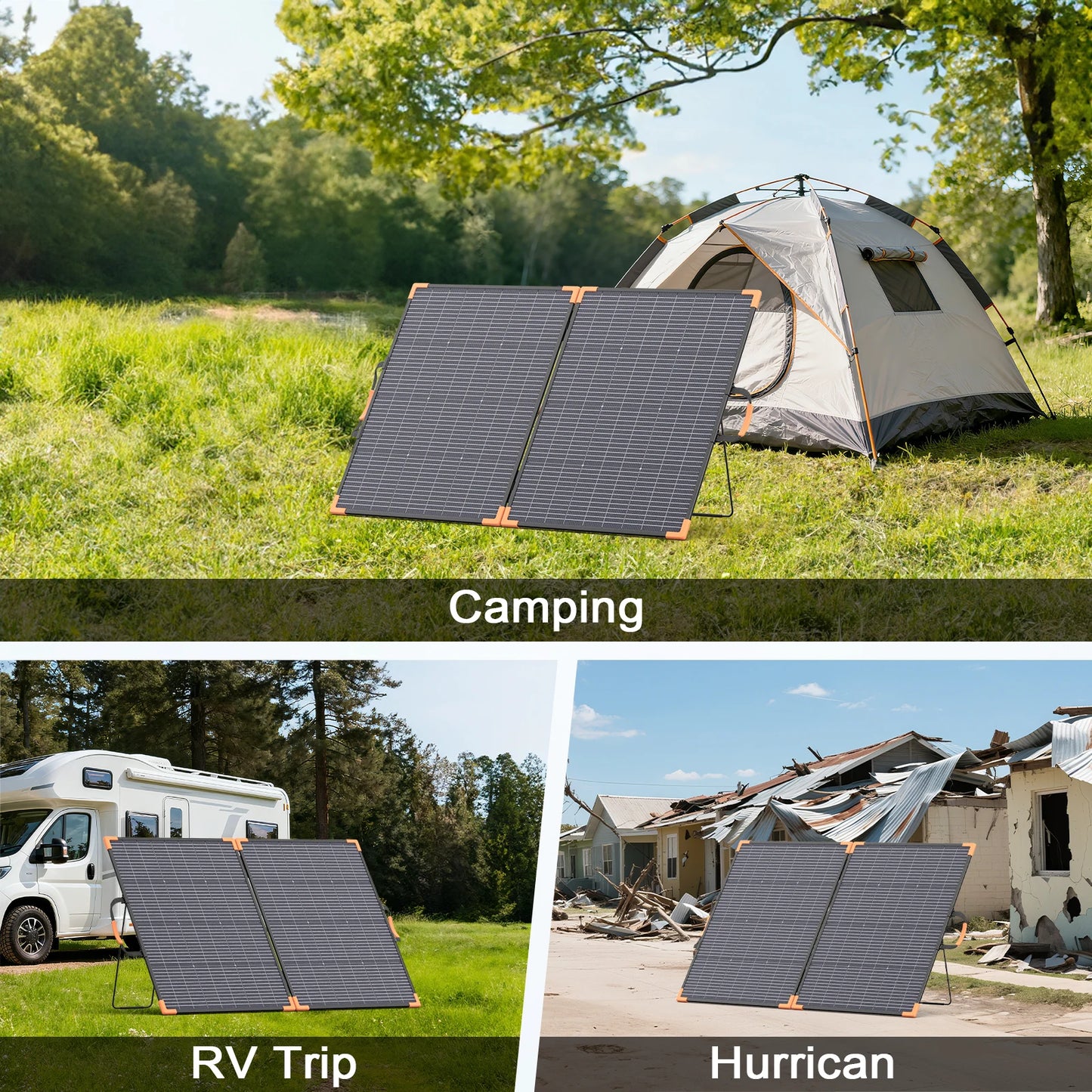 400W/200W/100W Bifacial Solar Panel Foldable Solar Charger IP68 Waterproof Solar Generator Camping RV Emergency Supply