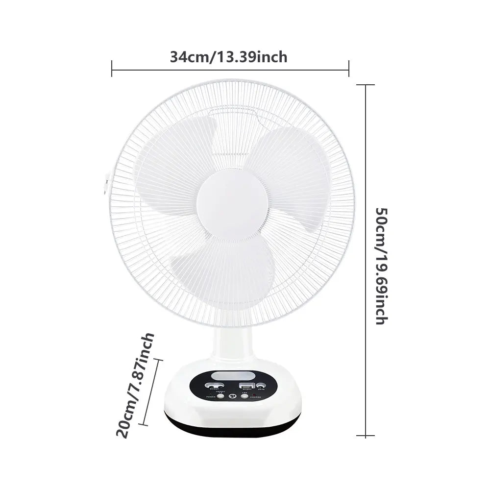 Rechargeable Fan With Solar Panel USB Charging Desk Fan, 90 Degree Oscillation 2-Speed Adjustable Portable Solar-Powered Fan With LED Night Light Phone Charging Output for Outdoor Camping Home Use
