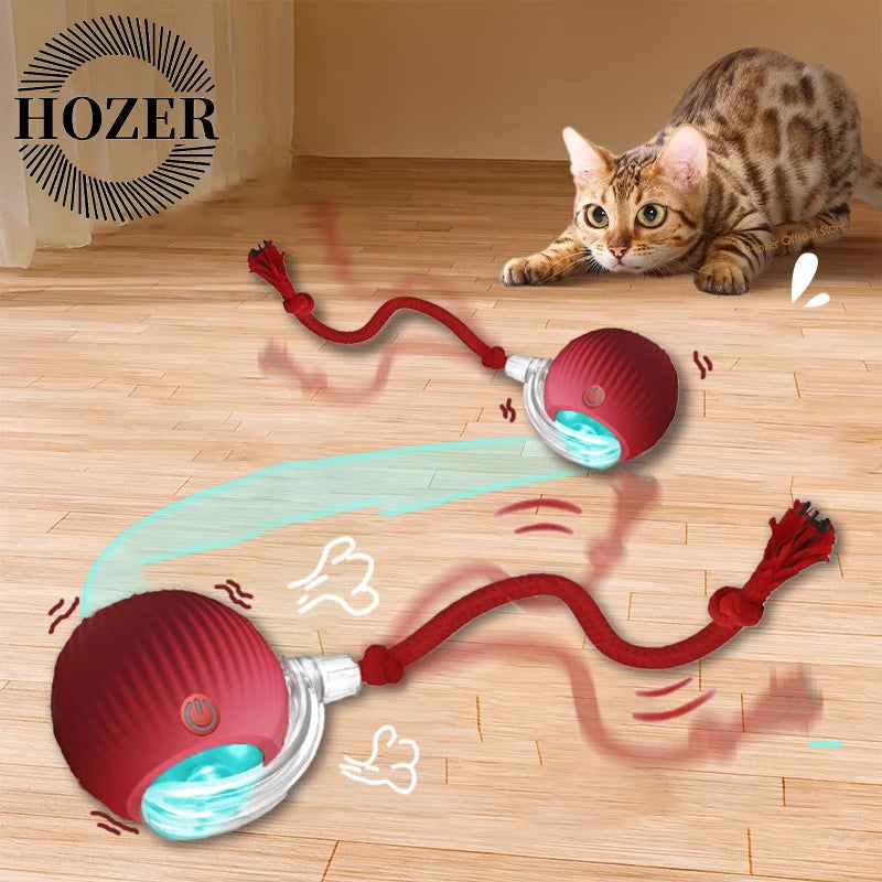 Interactive Ball Toys Automatic Rolling Ball Faux Tail Rechargeable Smart Pet Electric Toy Dog Cat Training Imitate Mouse