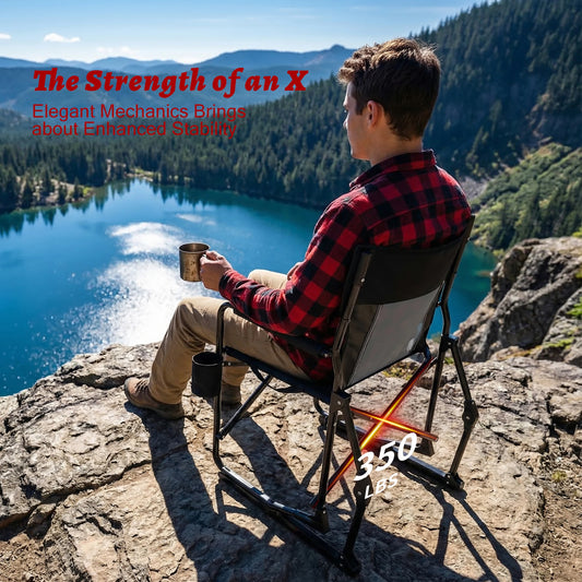 Outdoor Folding Portable Camping Chair Mesh Back Waterproof Armrests Camping Lawn Chair with Sturdy Frame Foldable Seat for Patio Beach Camping