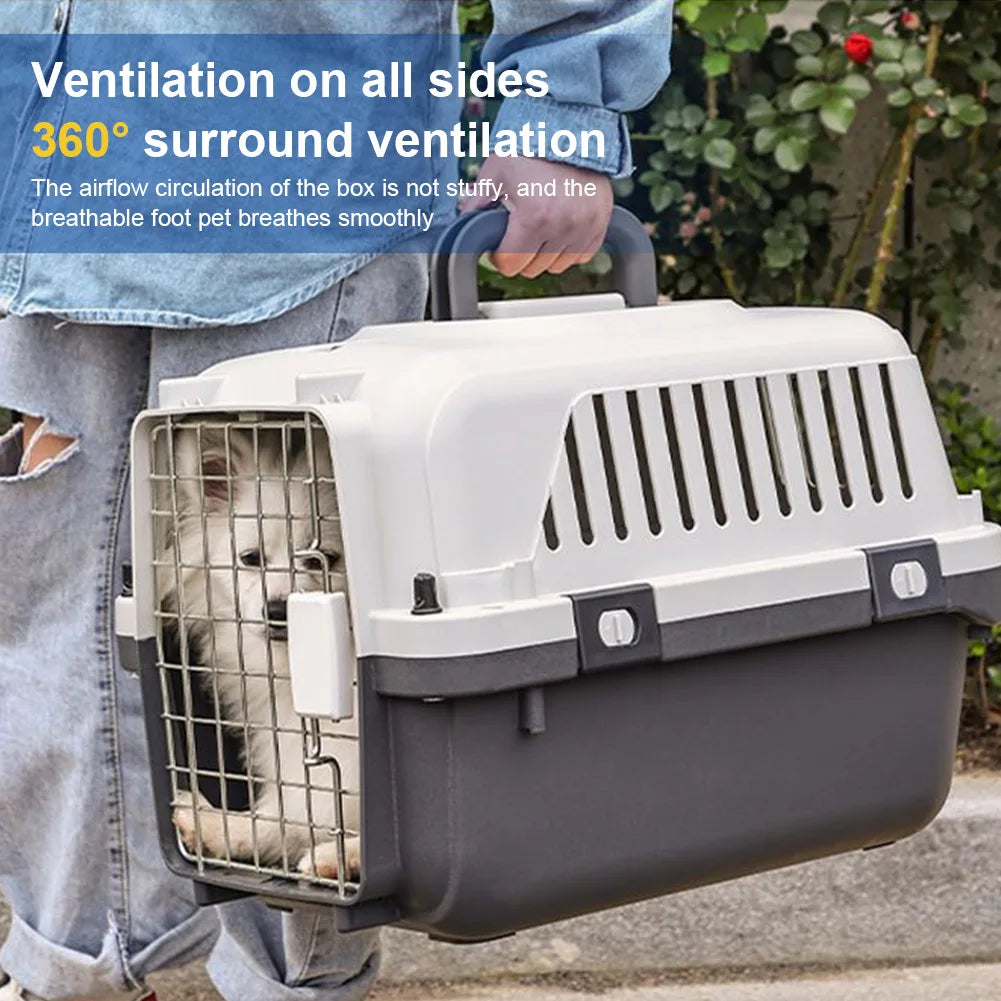 Cats Pet Travel Carrier Length 33"/Width 21.6"/Height 25.2" with Handle & Metal Door Pet Carrier & Crate for Puppies Kittens