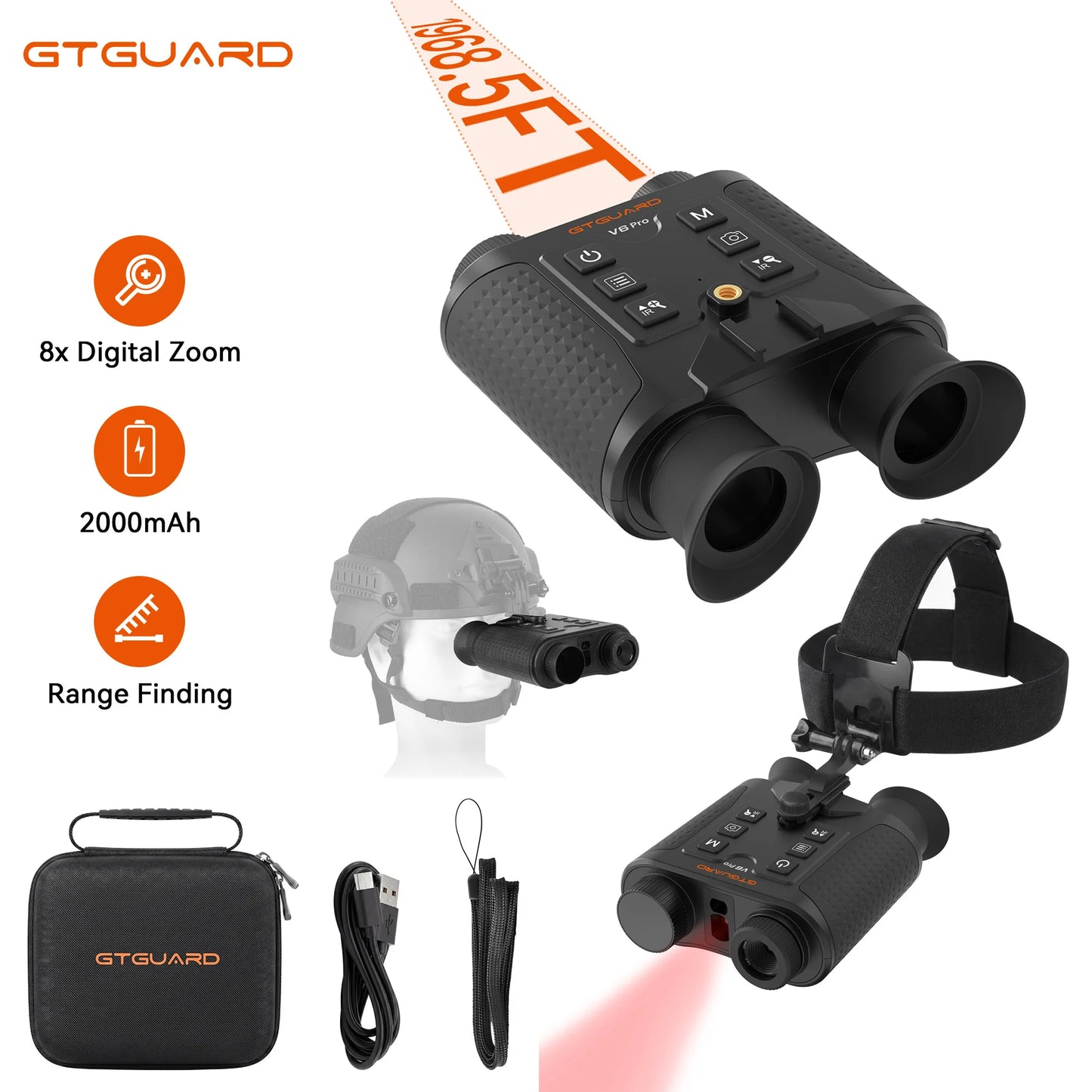 V6 PRO Infrared 4K Night Vision Binoculars Goggles 8X Digital Zoom 300M Full Darkness Photo & Video Telescope for Hunting