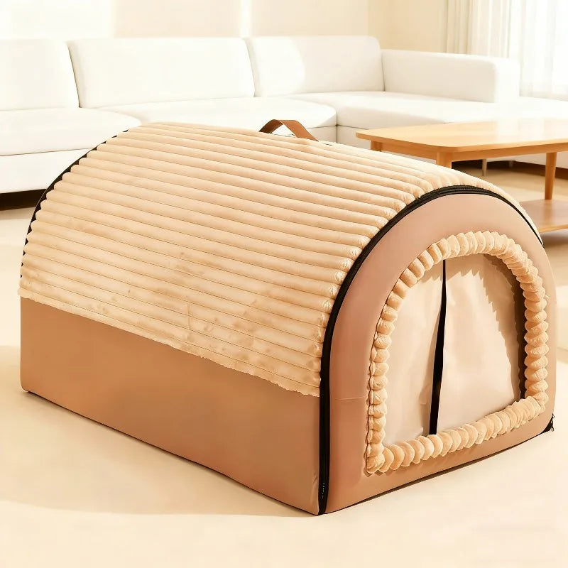 Winter Warm Enclosed Pet Tent for Cats Dogs, Soft Washable Indoor Pet Bed House All Seasons