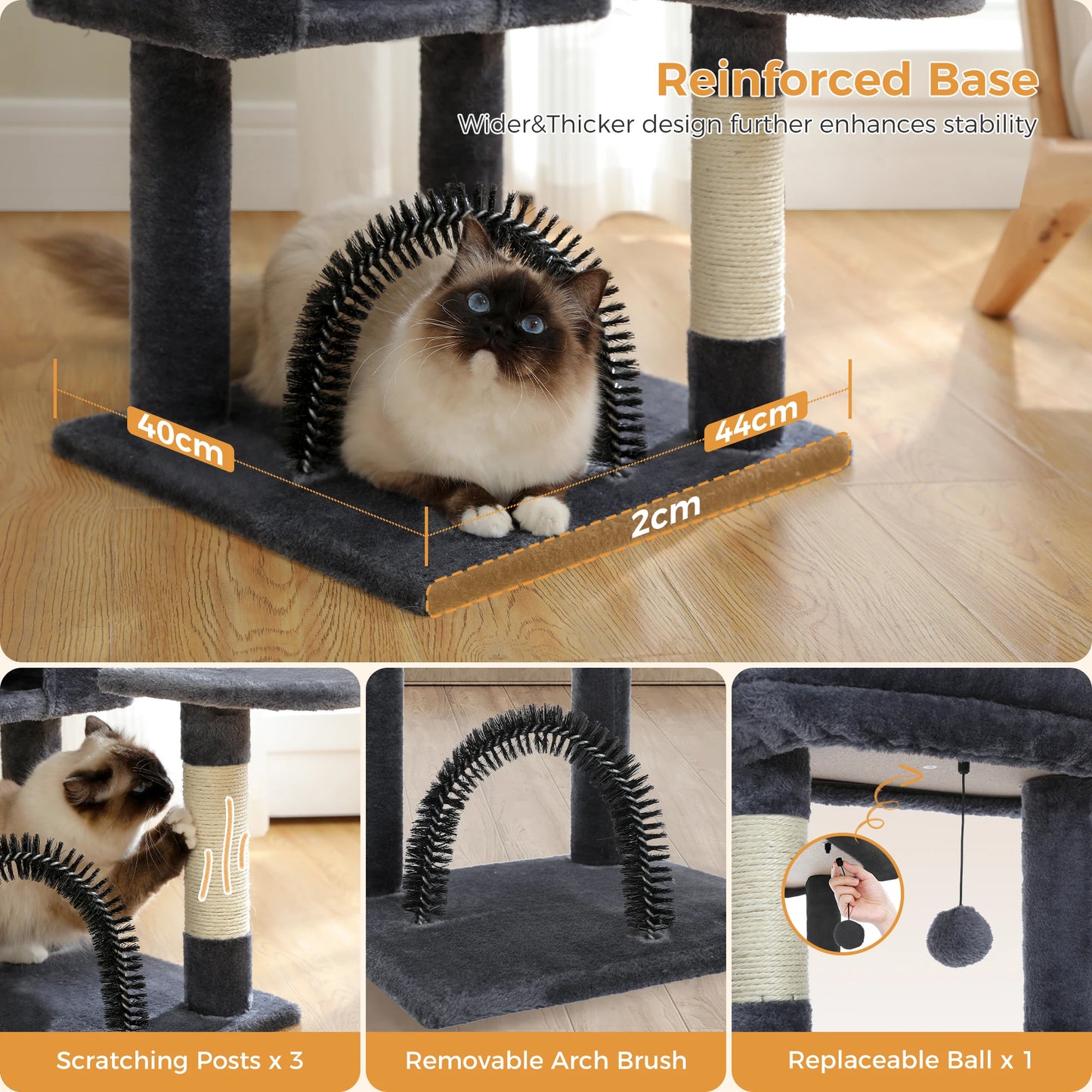 Multi-Level Cat Tree Tower with Sisal Scratching Posts, and Pad Soft Top Perch, Large Cat Condo for Indoor Cat Scratchers, Cat Toys