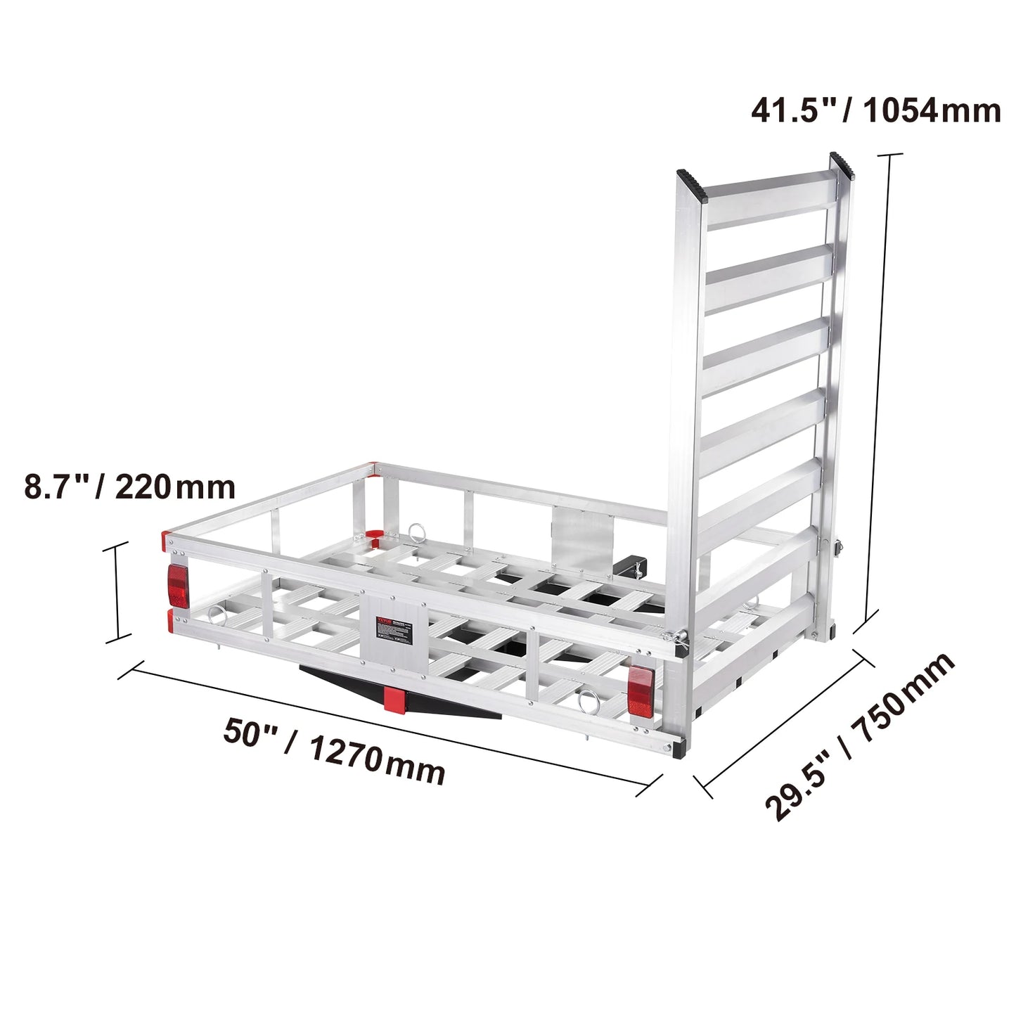 47/53/60 in Hitch Cargo Carrier 400/500lb Capacity Trailer Hitch Mount Aluminum Cargo Basket for Truck Pickup Camping