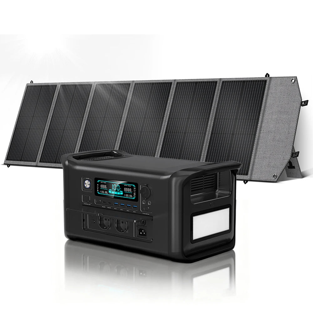 RV Camping AP1000 AP2000 1800W/2400W Solar Generator  Portable Mobile Power Station 200W Solar Panels Portable Foldable