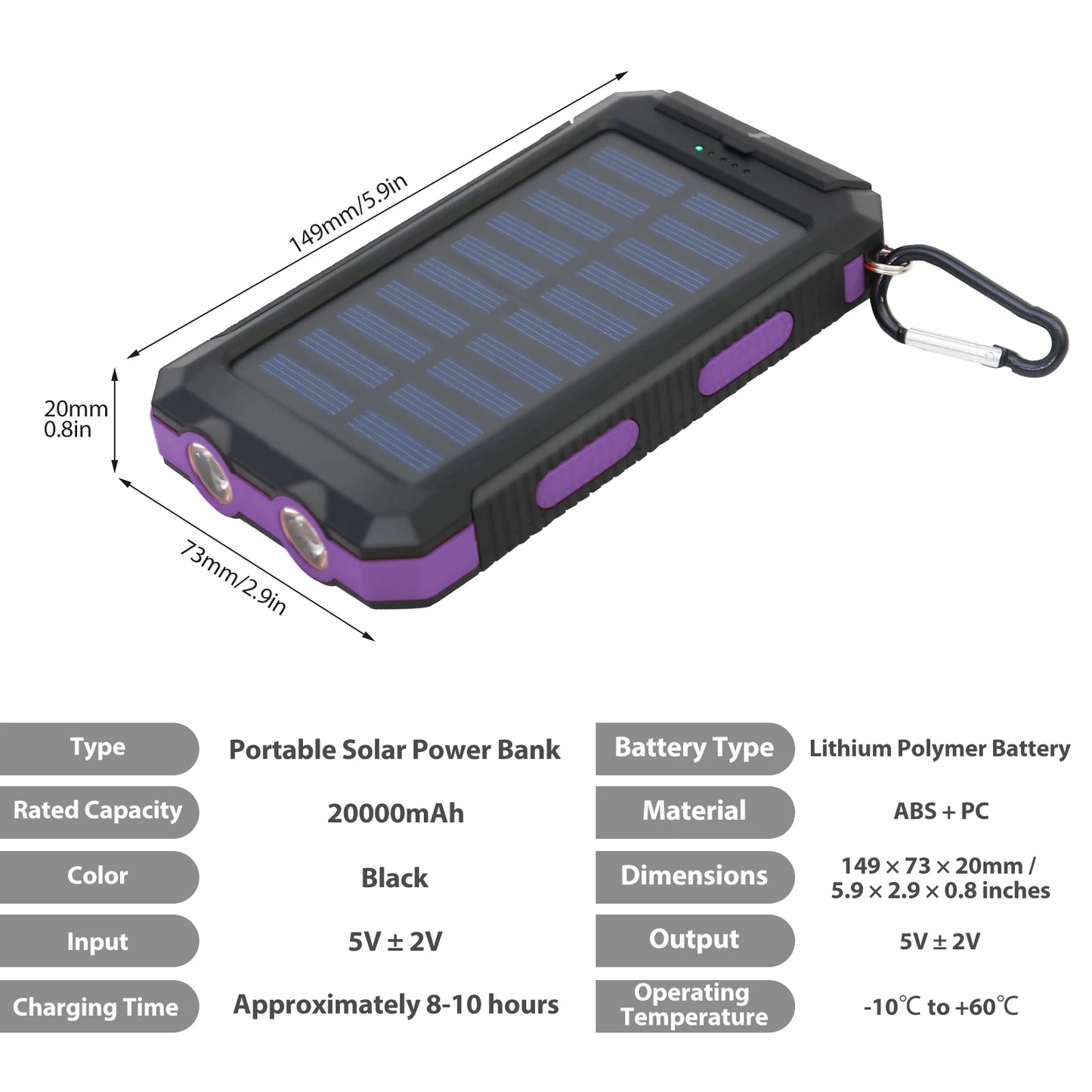 30000mAh Solar Power Bank Portable Charging Powerbank Dual 5V USB Ports 2 LED Light Flashlight for IPhones Outdoor Camping Hiking