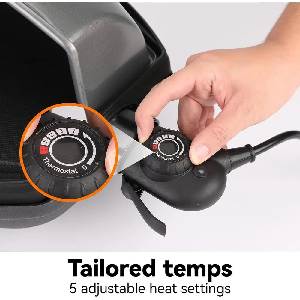 Portable Non-Stick Electric Grill for Indoor & Outdoor Use, 1500W with Smart Temp Control, Ideal for Balcony, Backyard, and Camping