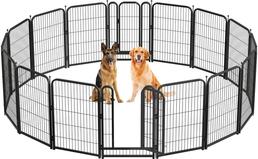 Dog Pet Fence Indoor/Outdoor,40"Height 8/16 Panels, Portable Metal Pet Exercise Pen for RV Camping Garden Yard, Wide Door