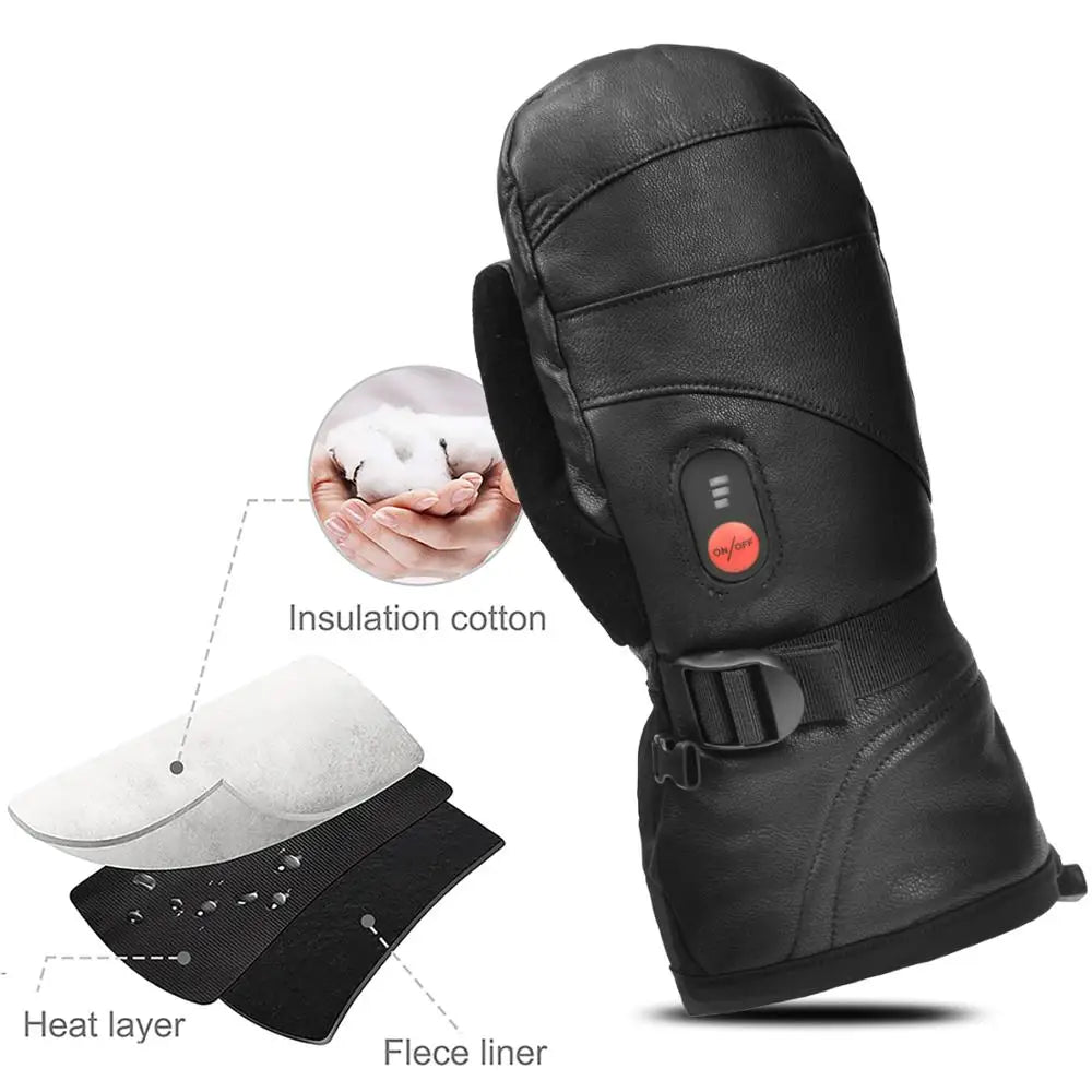 All Finger Mittens Heated Gloves Touch Phone Waterproof Windproof Battery Electric Heated Skiing Gloves Men Women Thermal