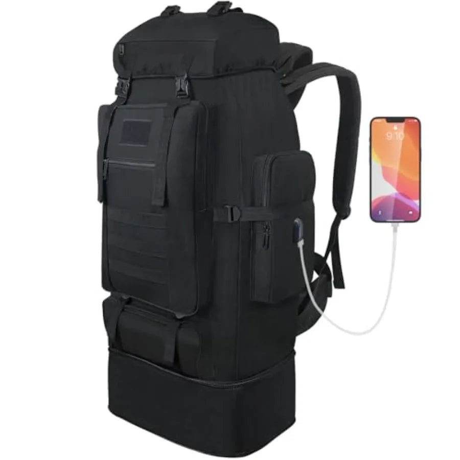 Hiking Backpack, 100L Large Camping Backpack, Expandable Waterproof MOLLE Rucksack, Outdoor Sport Travel Daypack Military Tactical
