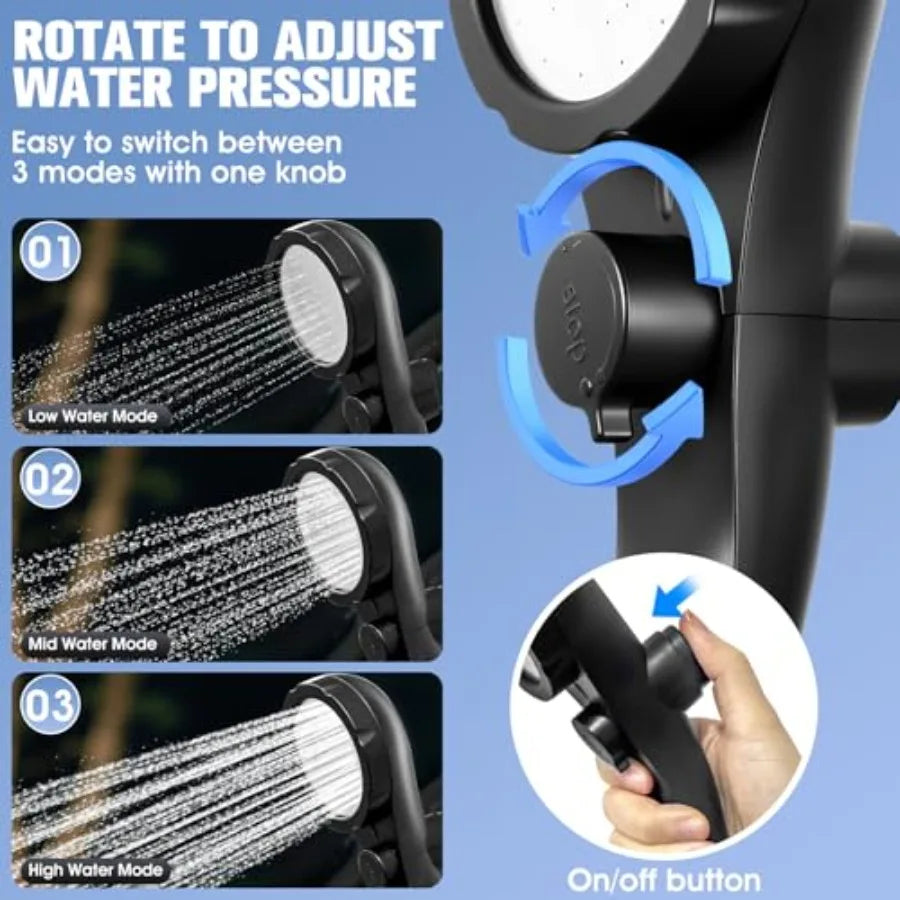 Portable Shower With Heater Portable Shower For Camping With 2000W Auto-Off Heater 4 Spray Modes Lasting 140 Mins LED Display
