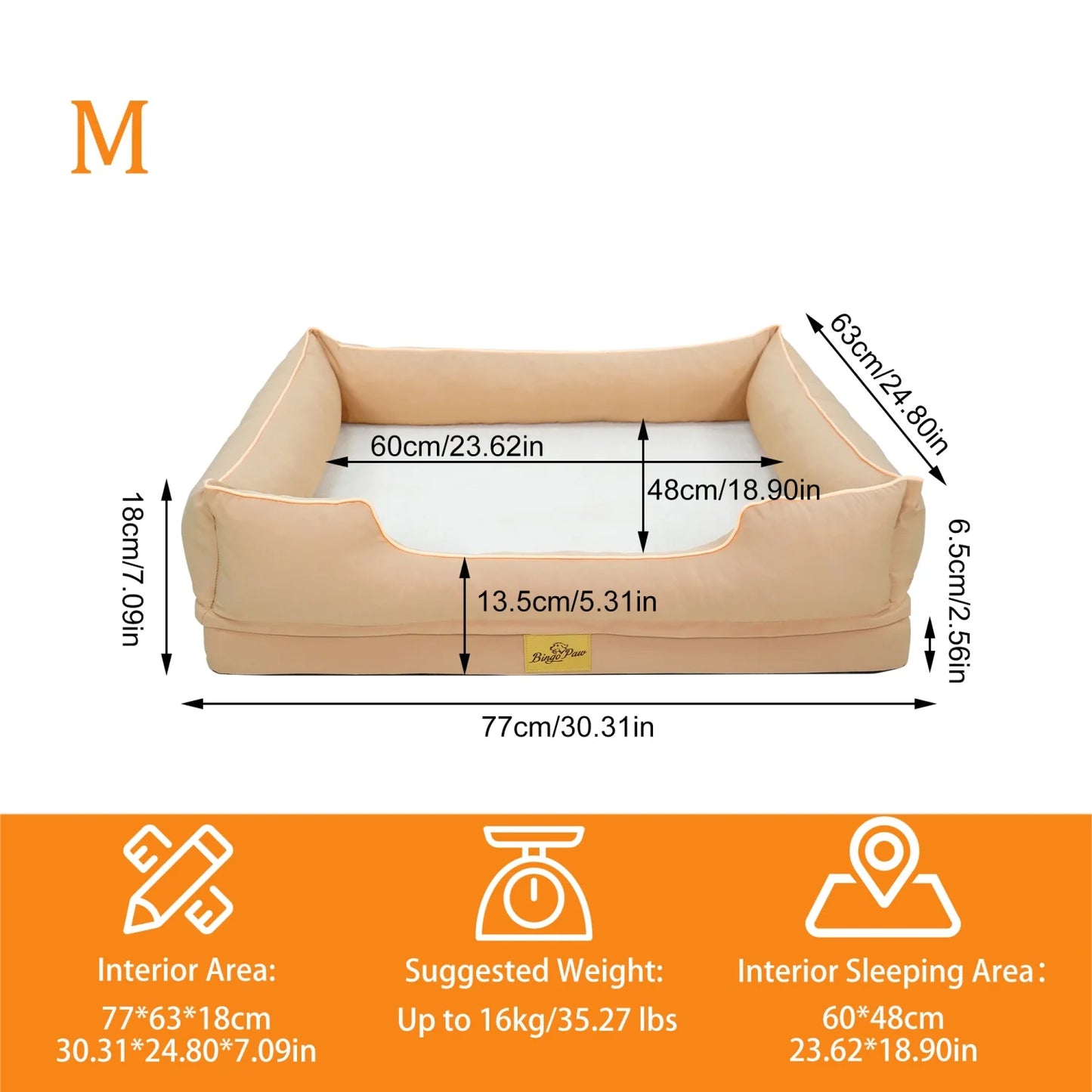 M/L/XL/2XL/3XL Orthopedic Dog Beds Oxford Bolster Foam Base Pet Dogs Couch Sofa Lounger Bed Waterproof Lining Removable Cover