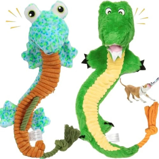 Crinkle Dog Toys Squeaky Plush No Stuffing Cute Puppy Stuffless Tough Rop Pull Toy Fun Dog Stuffed Animals Durable Chew Set for