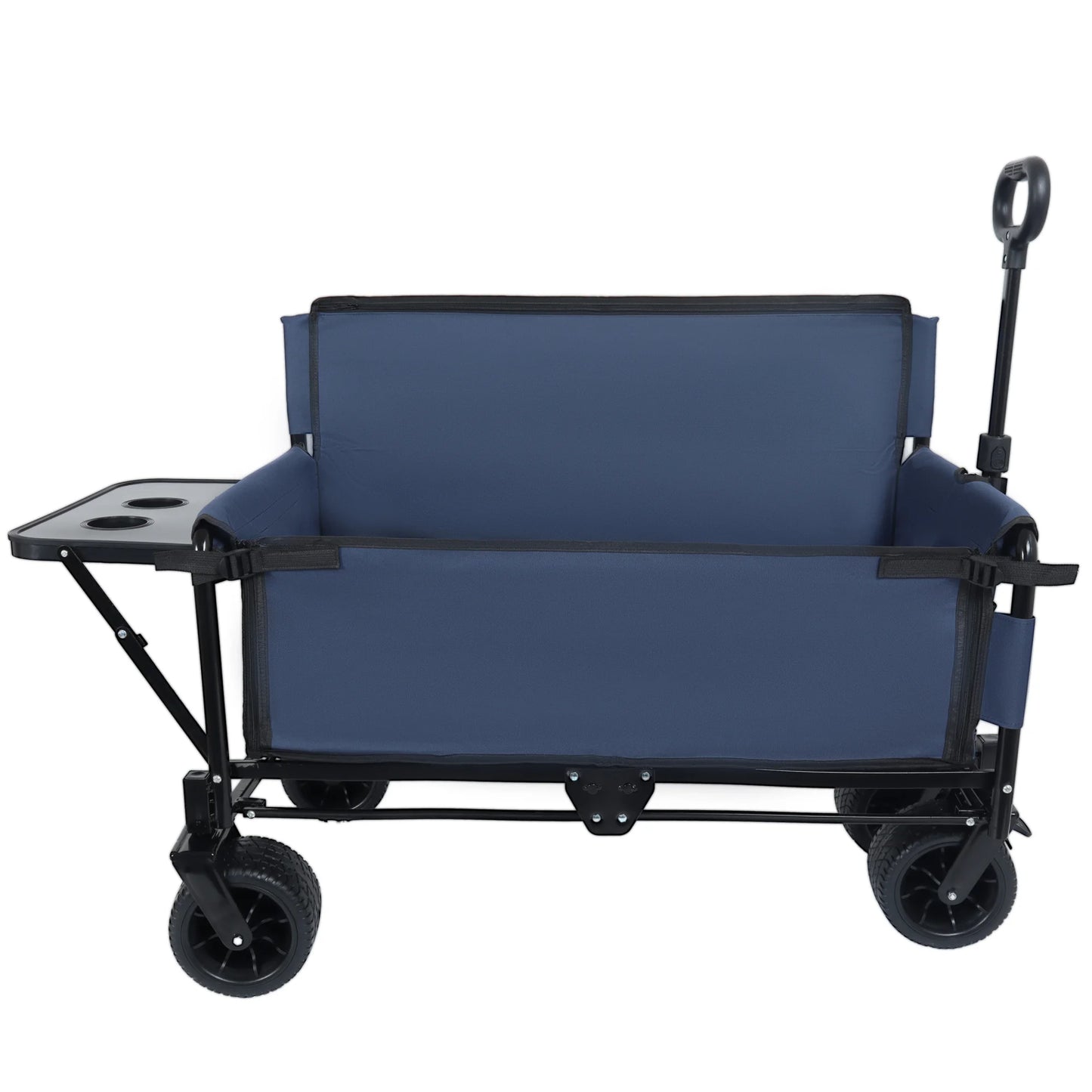 3-in-1 Convertible Folding Wagon Cart with Bench Seat & Rear-Mounted Folding Tabletop, 500 lb Capacity for Camping, Beach