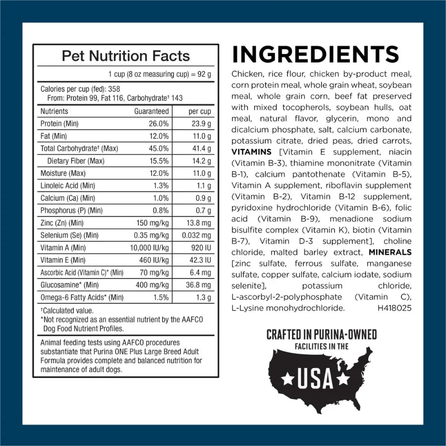 Plus Dry Large Breed Dog Food for Adult Dogs, Real Protein Rich Natural Chicken Flavor, 40lb Bag