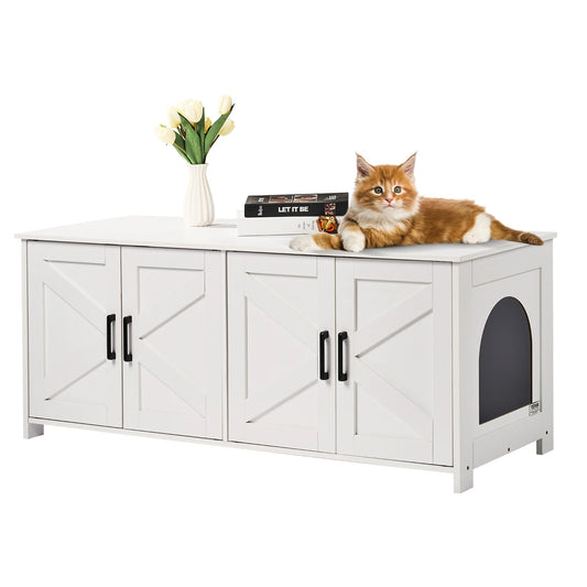 Cat Litter Box Enclosure for 2 Cats Litter Box Furniture Hidden Wooden Cat Box Cabinet Fit Most of Litter Box