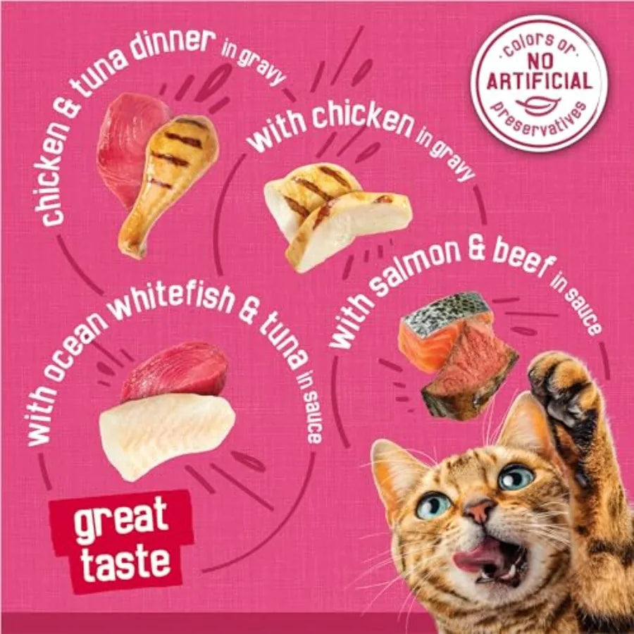Gravy Wet Cat Food Variety Pack, Surfin' and Turfin' Prime Filets Favorites -.Cans