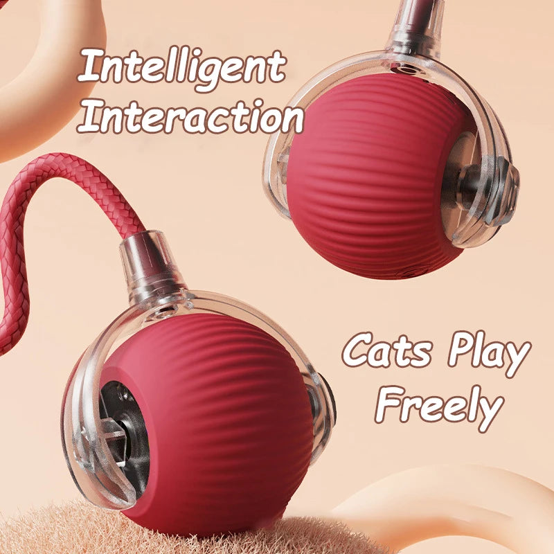 Interactive Ball Toys Automatic Rolling Ball Faux Tail Rechargeable Smart Pet Electric Toy Dog Cat Training Imitate Mouse