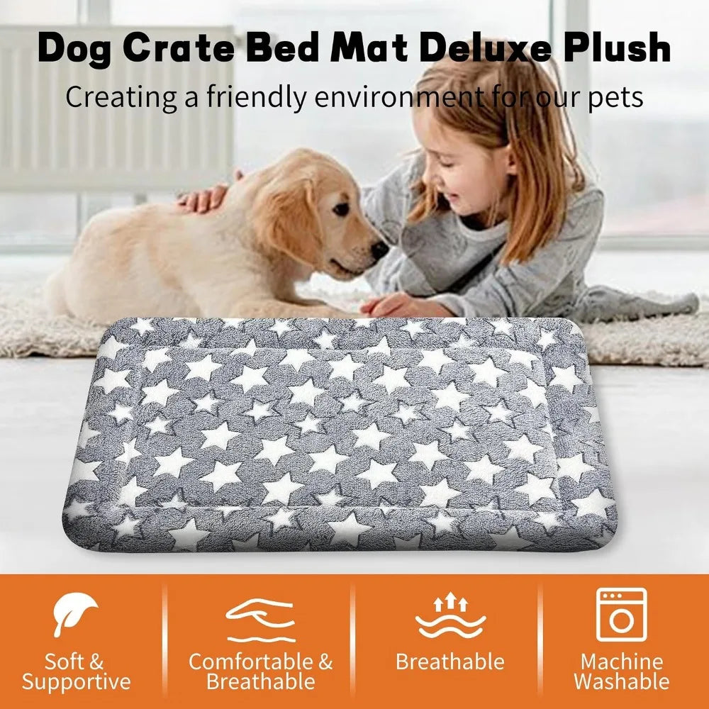 All-Season Dog Bed Mat – Reversible Plush & Canvas Crate Pad, Machine Washable, for Small Dogs Up to 25 lbs