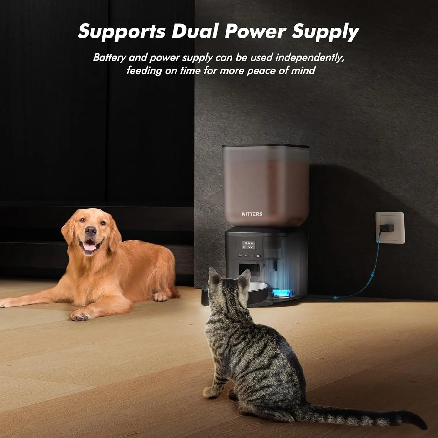 8L Automatic Dog Feeder, Smart Pet Food Dispenser with Key Control, Voice Recorder, Dual Power Supply, Timed Auto Cat Feeder with Stainless Steel Bowl