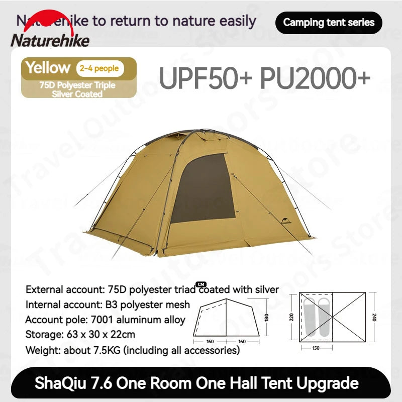Dune 7.6 Camping Tent 2 People 4 Season Tent Ultralight PU2000mm Outdoor Travel King Tent With Chimney Screen Window