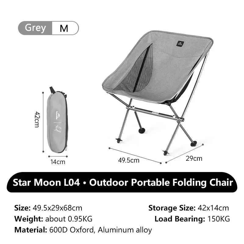 Ultralight Folding Chair L04 150kg Load Capacity for Fishing, Picnic, Outdoor Hiking Moon Chair Portable Relax Chair