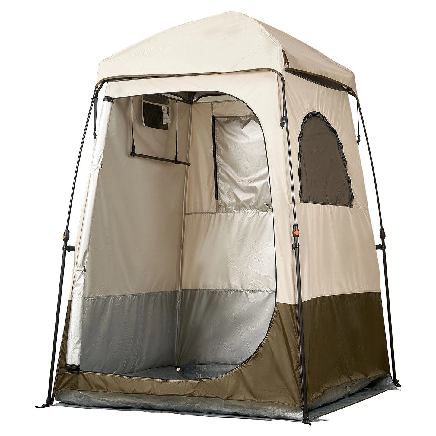 Camping Shower Tent 1 Room Foldable Privacy Tent Changing Room with Ground Stakes Ropes Carry Bag and Crossbar