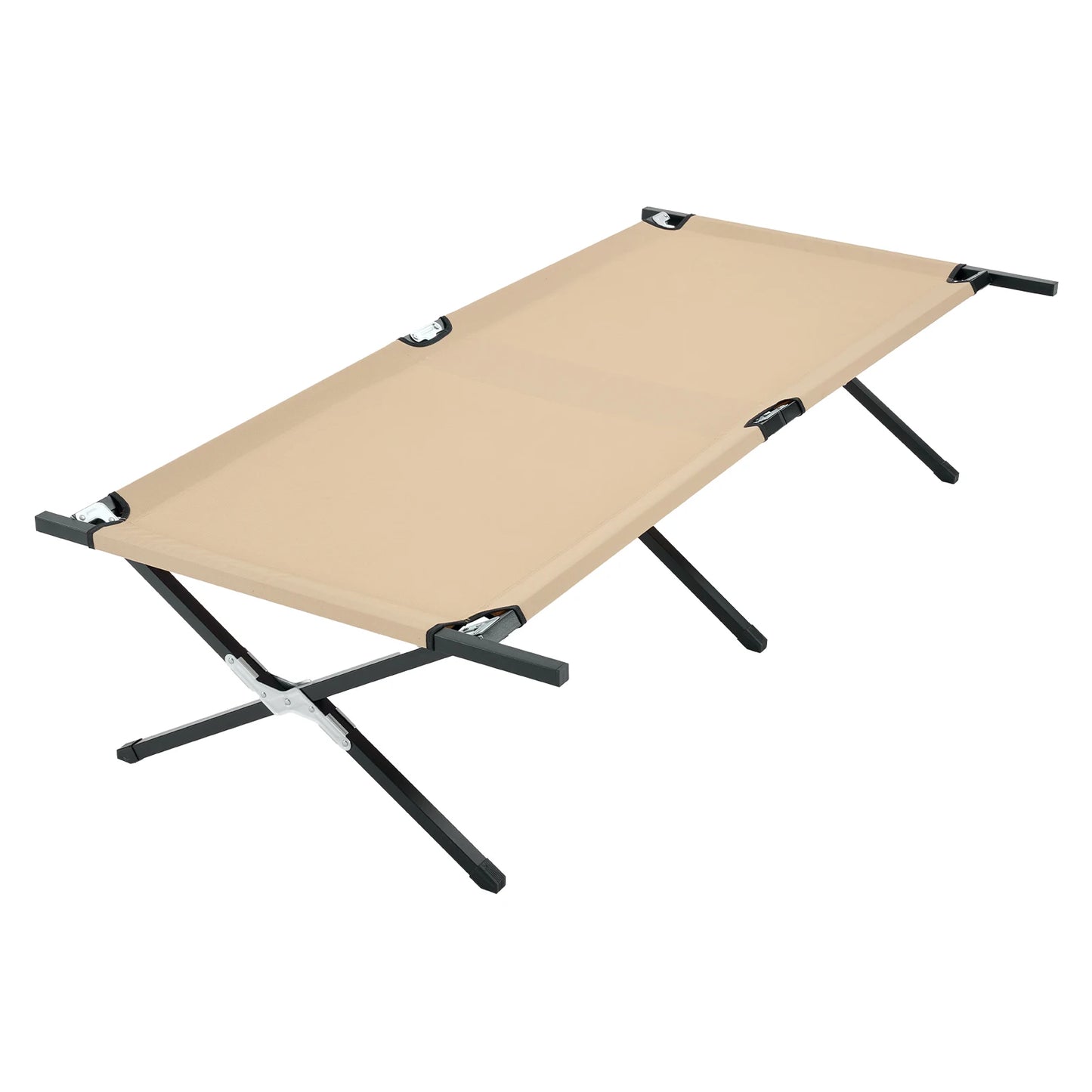 Portable Folding Camping Marching Bed 300 LBS Capacity Collapsible Camping Cot Lounge Chair 73" x 36" Sleeping Cot Sturdy Frame for Outdoor Makeshift Bed