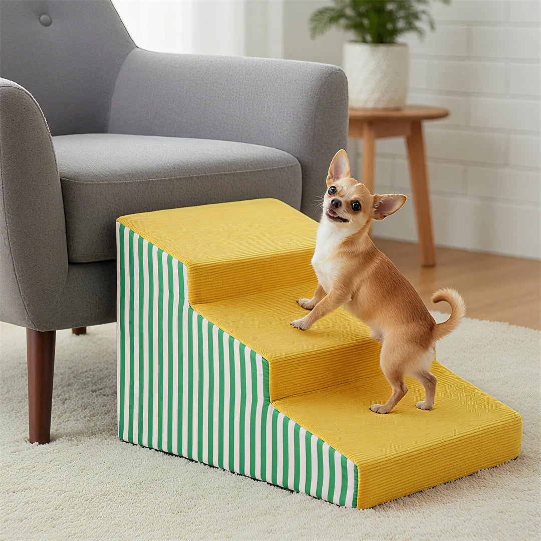 Pet Stairs for Dogs High-Density Foam Gentle Slope Access Ramp 3/4/5 Steps Safe Dog Ramp for Pet Accessibility