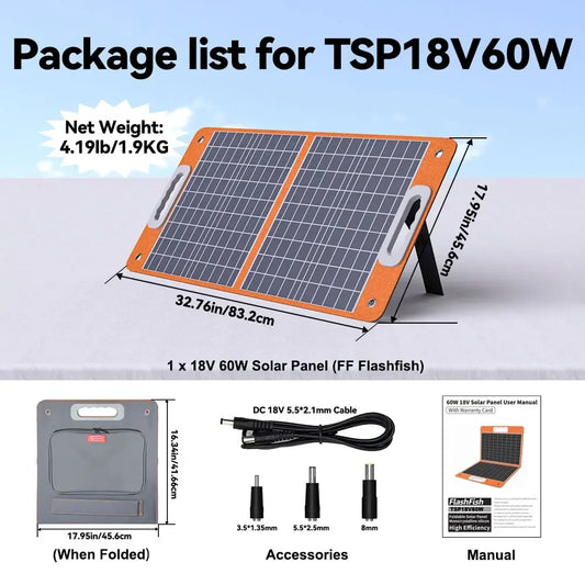 60W/100W Foldable Solar Panel Portable Solar Charger with DC Output PD TYPE-C Fast Charger for Outdoor Phones Tablets Camping