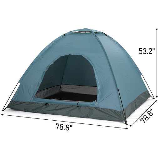 3/4 Person Camping Dome Tent Waterproof UV Proof 180T Silver Coated Polyester Fiberglass Poles Portable Carrying Bag for Outdoor