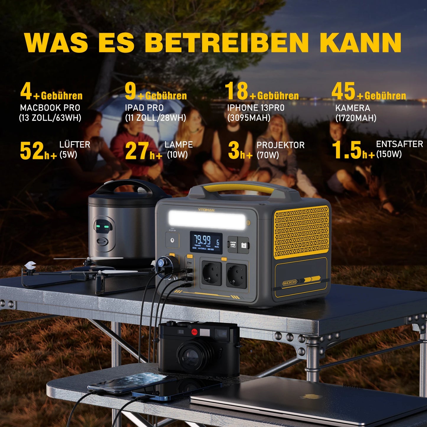 JUMP 600X Portable Power Station 299Wh Solar Generator LiFePO4 1200W Peak Power Powerstation Emergency Backup