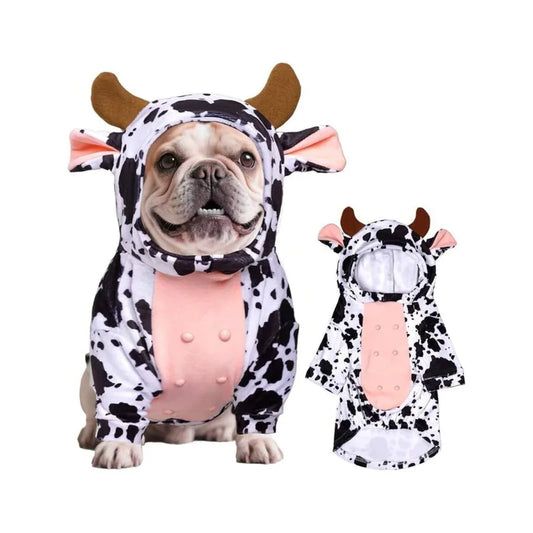 【New style】Dog Cow Costume Funny Pet Halloween Costumes Animal Cow Hoodie For Halloween Dog Cat, Christmas Costume