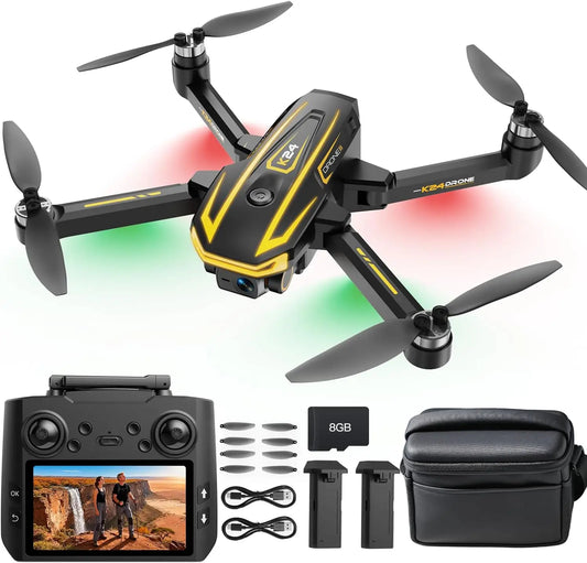 4K Camera FPV Drone for Adults, Big Screen Remote, 2 Batteries & Case, Beginner-Friendly Quadcopter with Optical Flow