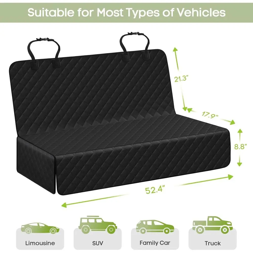Car Seat Cover or Back Seat, Waterproof Pet Bench Seat Cover for Dogs, Nonslip Rear Seat Protector for Cars, Trucks, SUVs