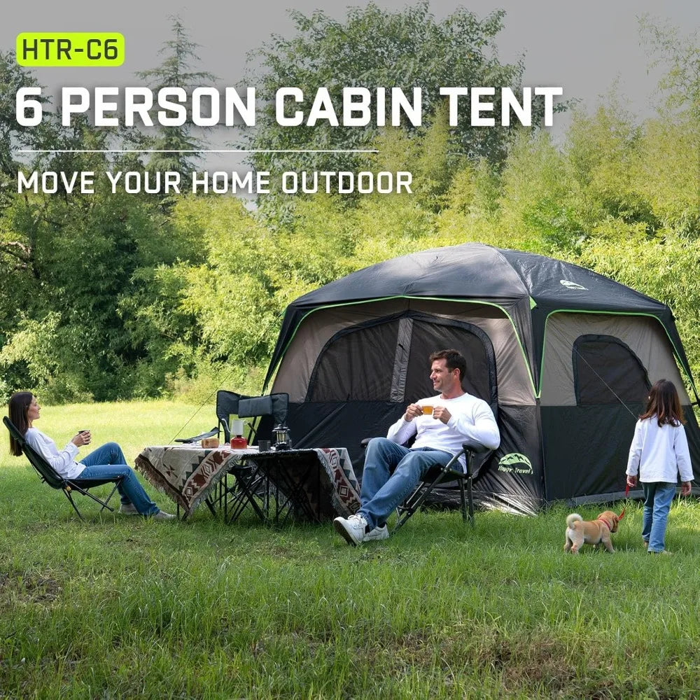 6 Person Waterproof Camping Tent, Easy Setup Family Cabin with Rainfly, Portable for Outdoor Adventures