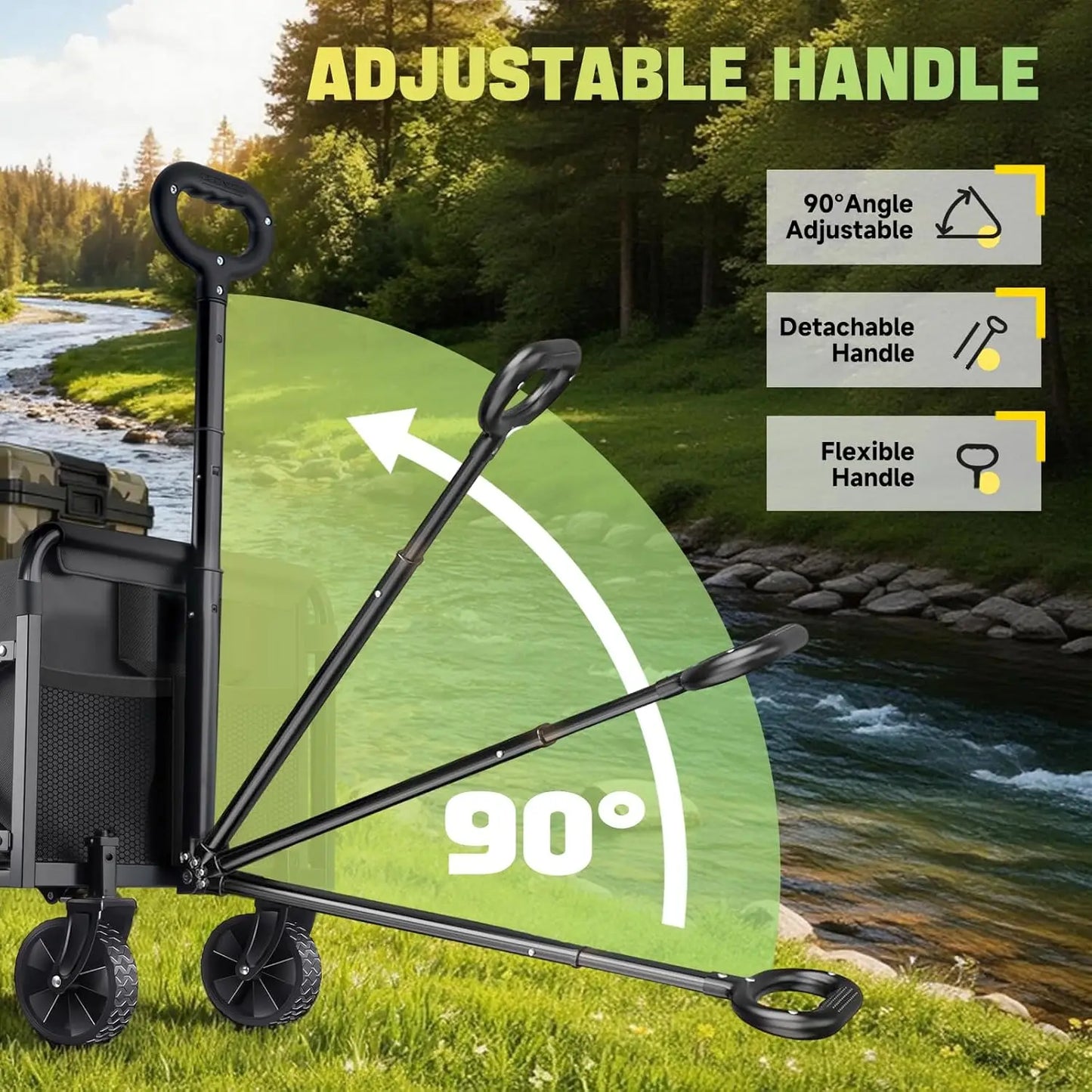 360LBS Collapsible Foldable Wagon Carts - Heavy Duty Portable Folding Utility Wagons with All-Terrain Wheels