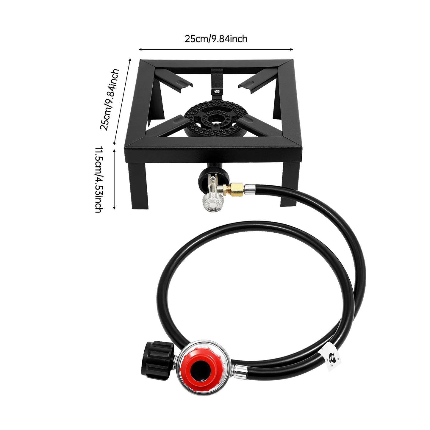 8000W Portable Double Burner Outdoor Gas Stove Propane Cooker with Adjustable 0-10Psi Regulator Hose for Patio Camping, BBQs