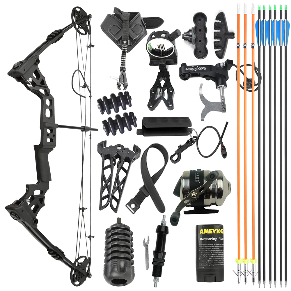 Compound Bow Set 20-70 lbs Adjustable 320FPS 80% Let-off RH LH for Hunting Target Shooting Archery Practice Use