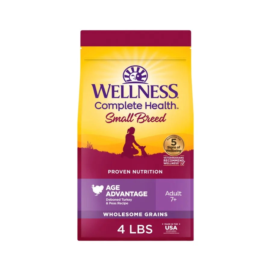 Complete Health Senior Dry Dog Food, Small Breed, Wholesome Grains, Natural, Age Advantage Turkey and Peas Recipe, 4-Pound Bag
