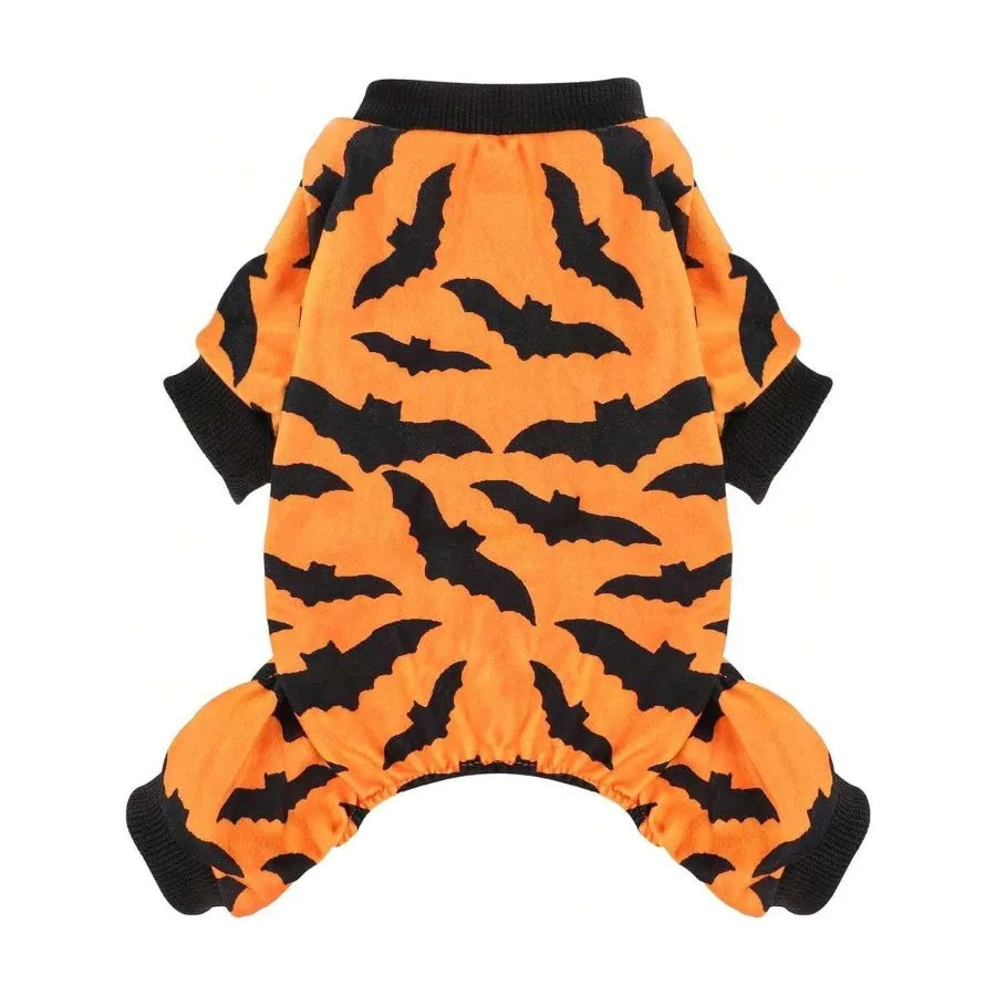【New style】Dog Pajamas Halloween Orange Bat Dog Pjs Pet Pajamas Halloween Doggy Costumes Fleece Doggie Sweater Holiday Party