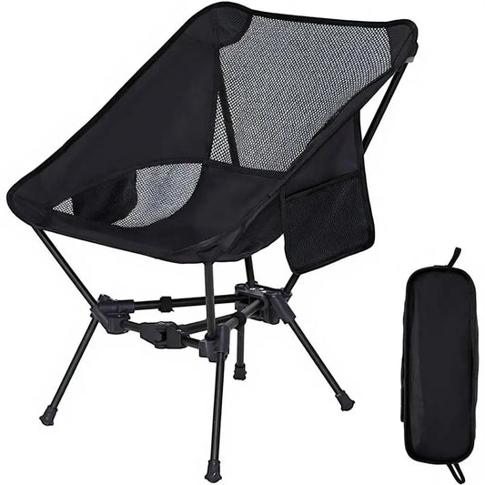 Ultralight Folding Camping Chair - Compact, Lightweight Portable Chair for Hiking, Mountaineering, and Beach (Black, 1 Pack)