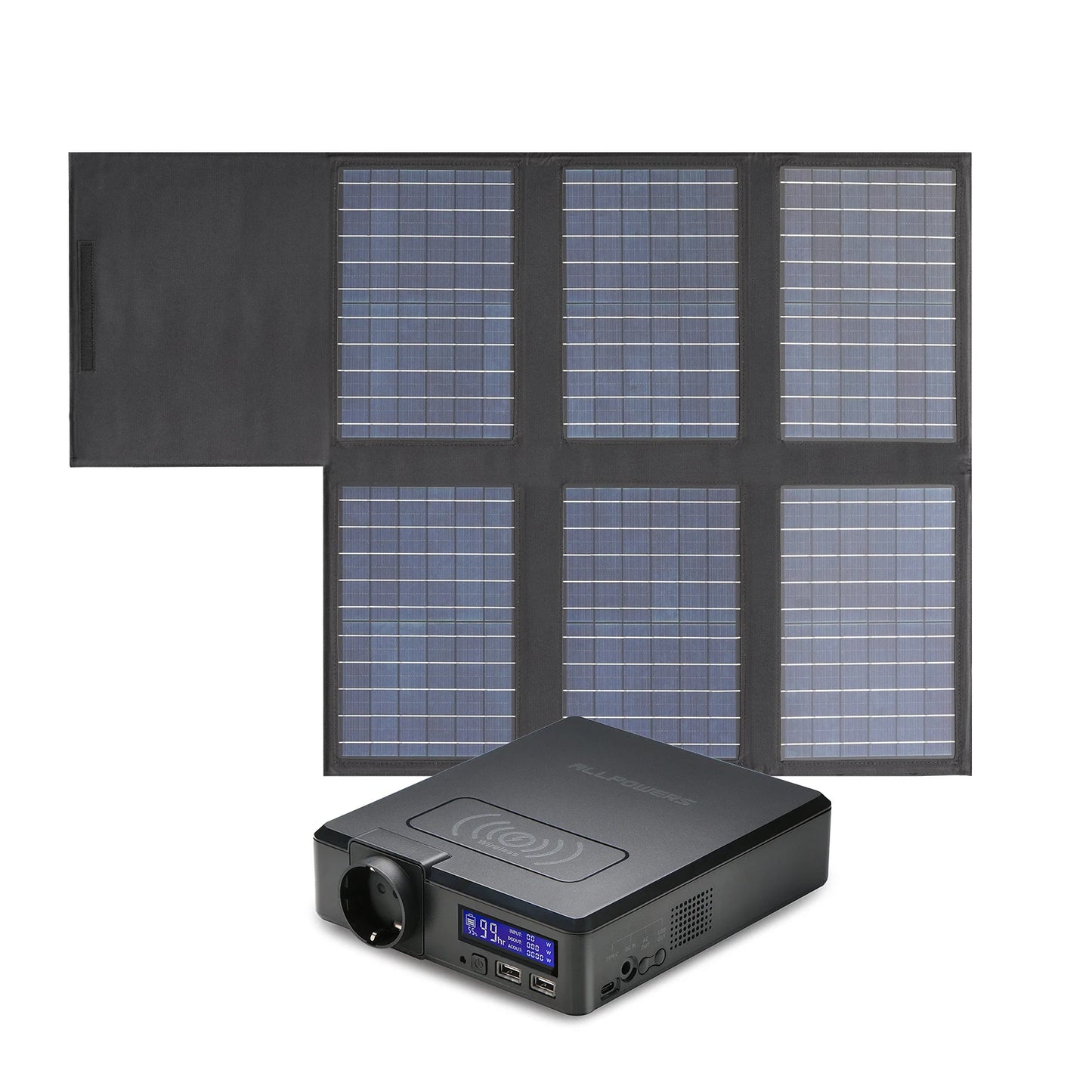 Solar Powerbank 41600mAh 200W Portable Powerstation with Solarpanel 60W, DC, USB, USB-C Output  for Camping Laptop Iphone