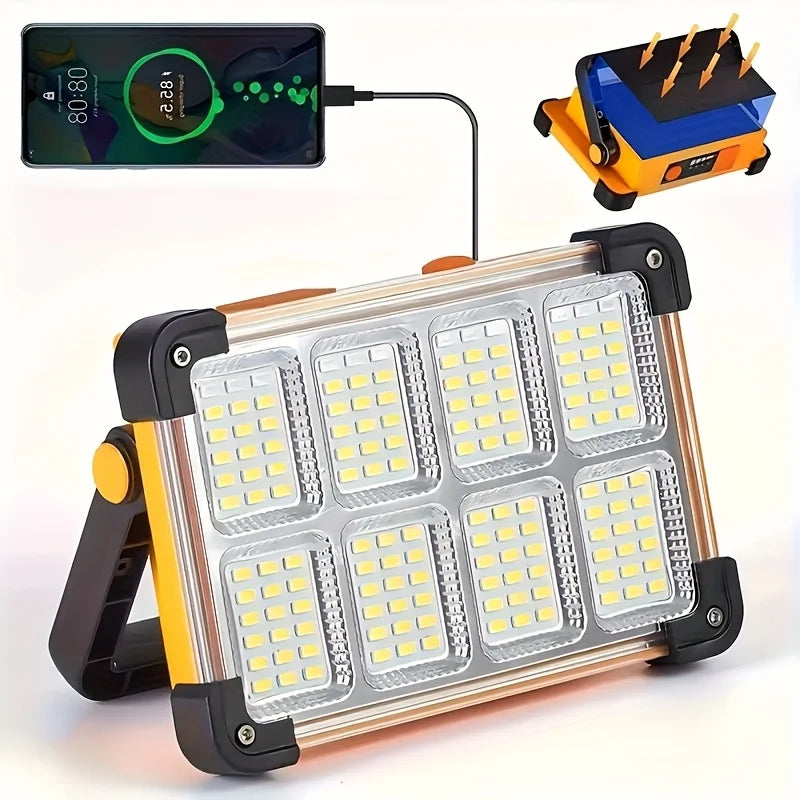 2 Pack/1Pack Rechargeable LED Solar Work Light, Portable Floodlight with 3600mAh Battery, Ideal for Camping, Emergency Power
