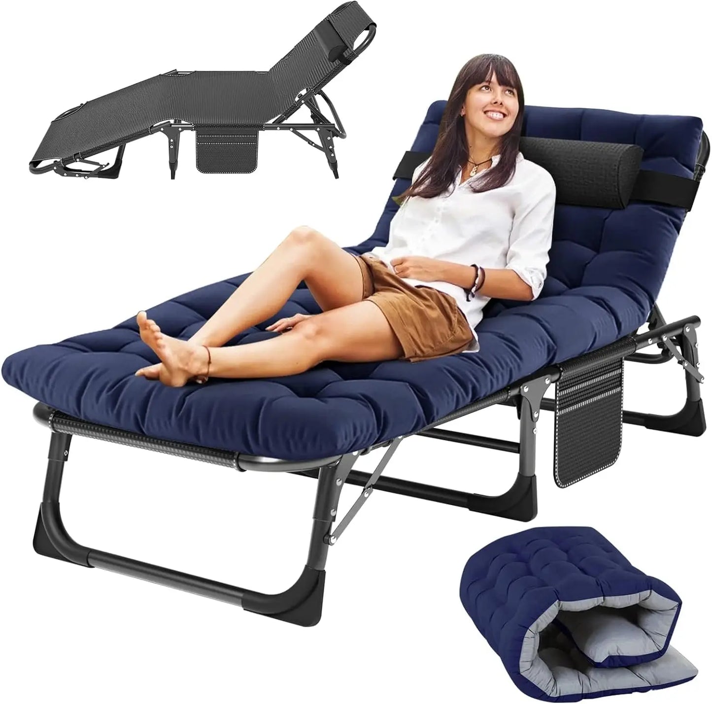Camping Cot for Adults with Mattress, Heavy Duty Folding Cot Bed, 1200D Oxford, Supports 500 Lbs for Camping Travel Home Office Nap