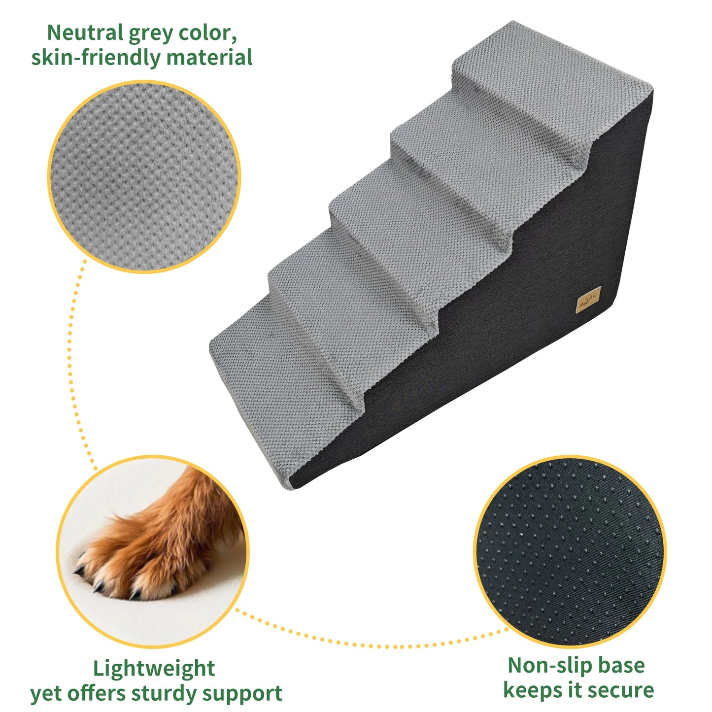 3/4/5 Steps High Density Foam Dog Stairs Ramps, for High Beds and Sofa, Non-Slip Pet Steps Sofa Bed Ladder, with Washable Cover