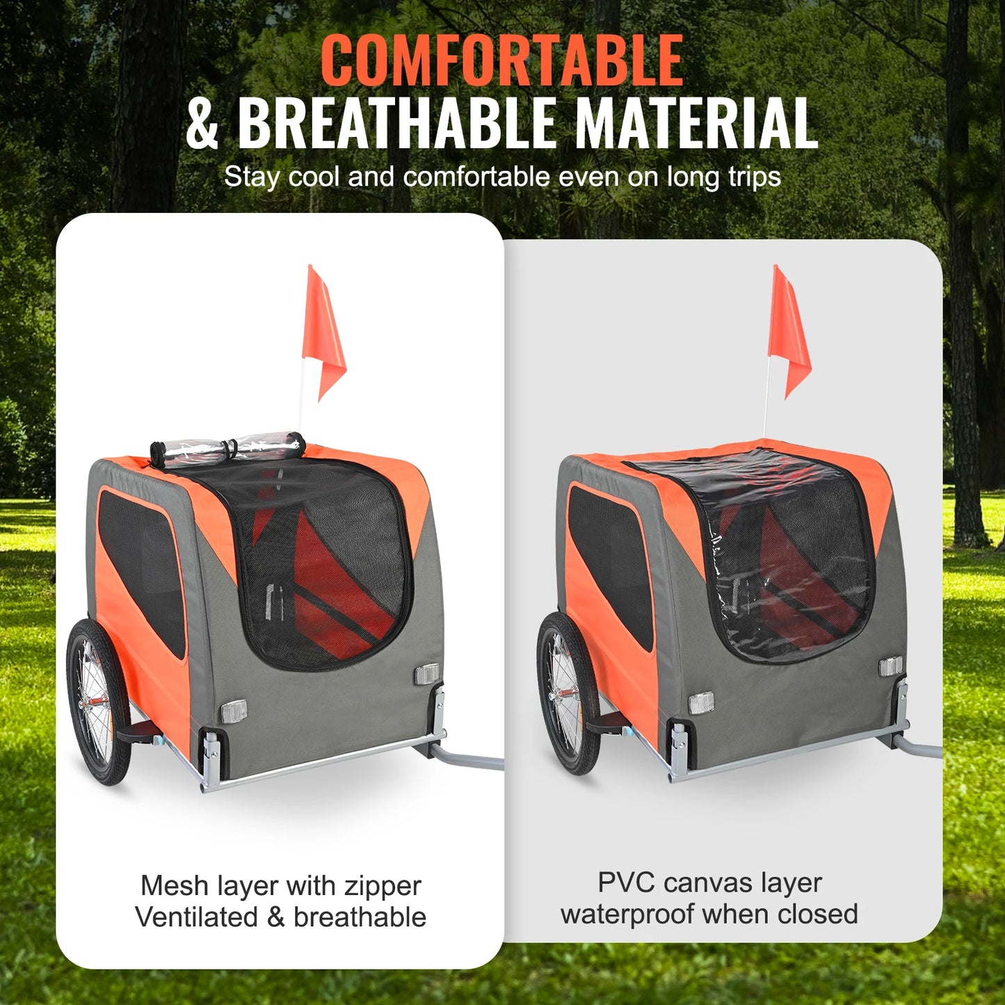 66lbs Pet Cart Bicycle Carrier Dog Bike Trailer With Folding Frame & Wheels Reflectors Flag for Dogs Accessories